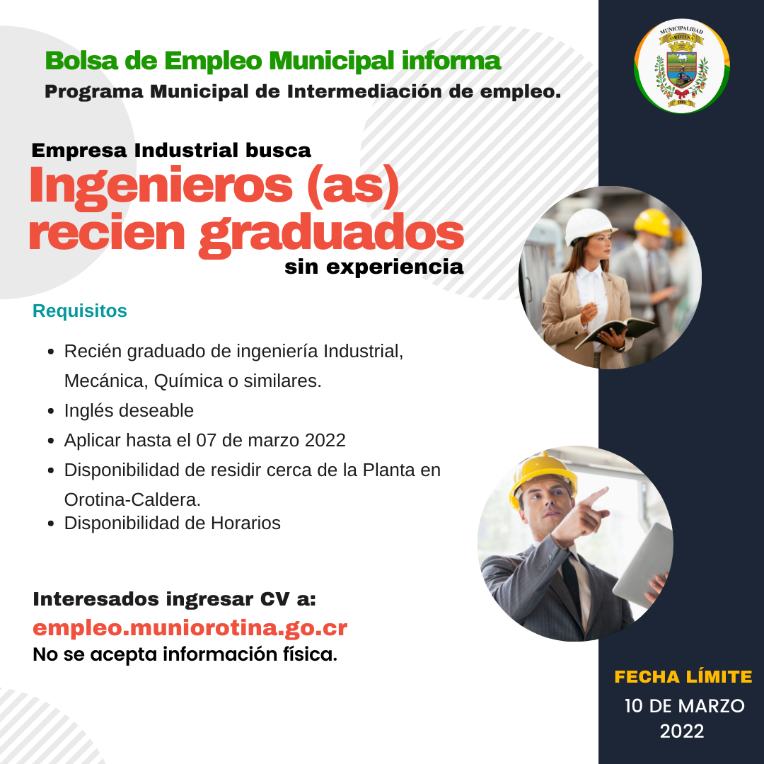 EMPRESA BUSCA INGENIEROS RECIÉN GRADUADOS SIN EXPERIENCIA